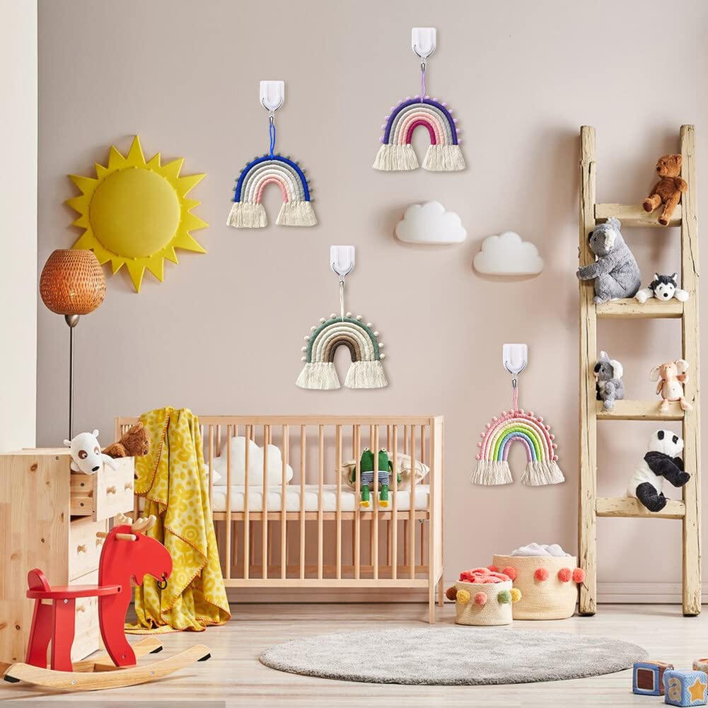 Boho Rainbow Macrame Wall Hanging - Boho Rainbow Decor for Baby Room, Nursery, Home Decor