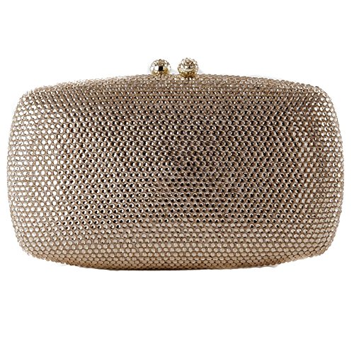 Sac d'embrayage Samona beige en satin et strass chic