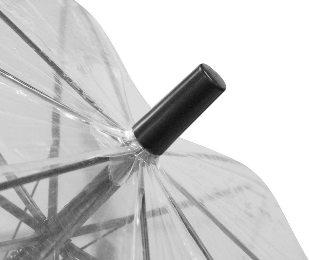 Basic Standard Vinyl Umbrella, Transparent Umbrella, One Touch Open and Close, Jumping Umbrella, Large for Men, 25.6 inches (65 cm), Wind Resistant, Break-Resistant, Ribs, Black, Fiberglass