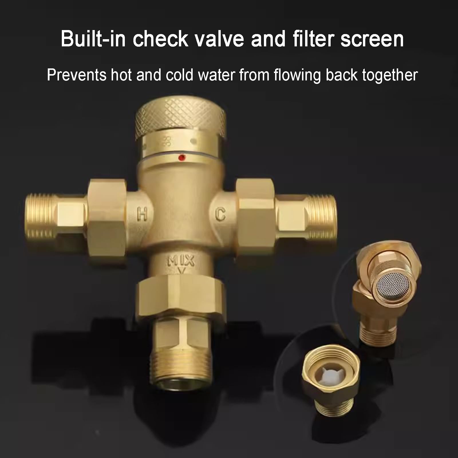 Válvula mezcladora termostática para control de temperatura de ducha, rosca NPT, construcción de latón macizo con controles integrales