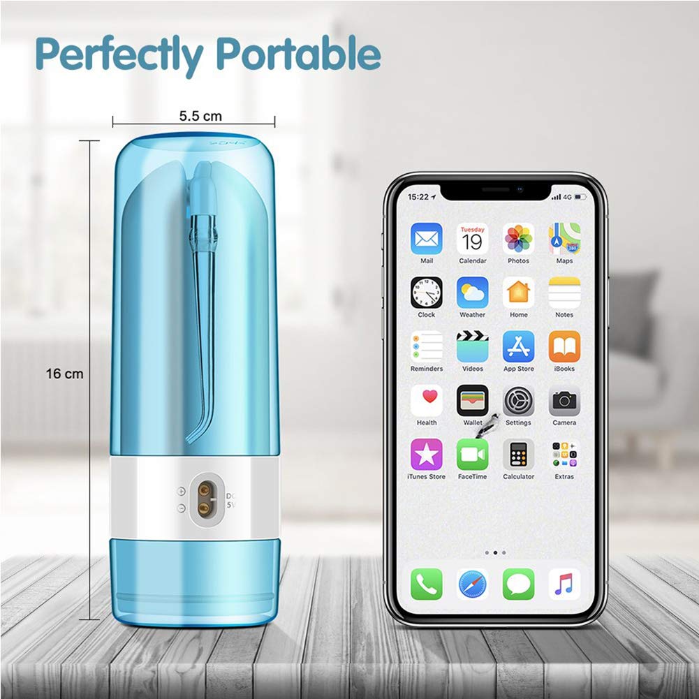 Flosser De Agua Inalámbrico, Portátil Recargable Irrigador Oral con 4 Modos 5 Puntas De Chorro, Limpiador De Dientes para El Cuidado De Viajes, Aparatos Ortopédicos Y Puentes