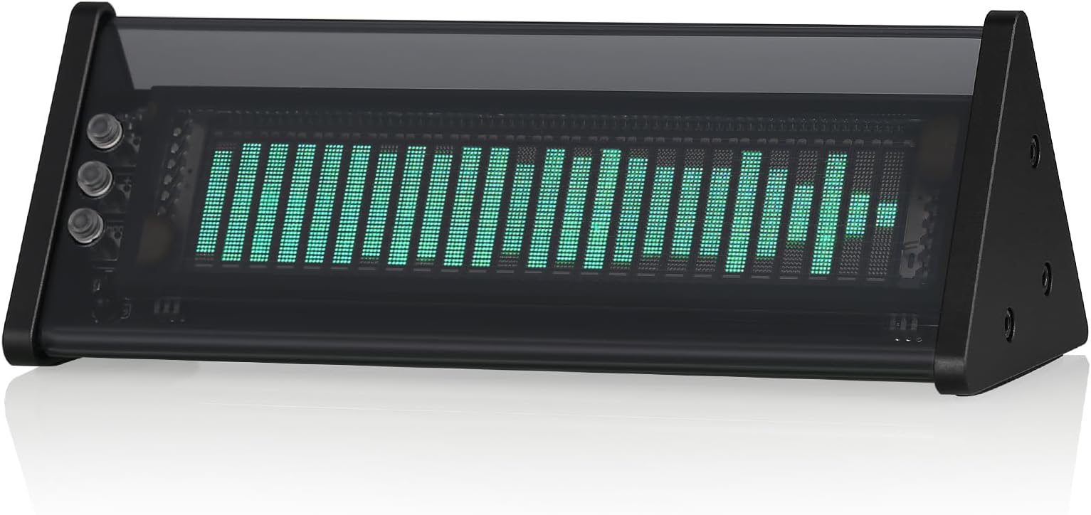 [Upgraded] VFD Audio Spectrum Analyzer Bluetooth 5.0 Receiver 3.5mm AUX Selector (Black)