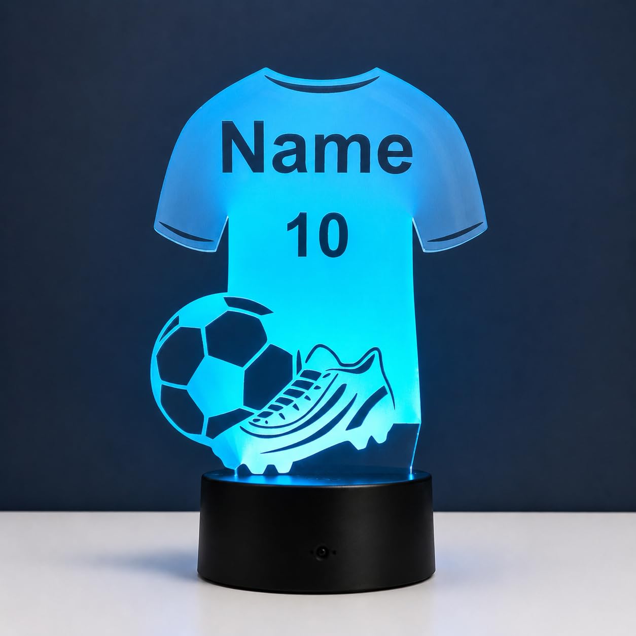 Idea regalo per calciatori per bambini e adulti, luce notturna, lampada da tavolo, decorazione per la casa nome e numero