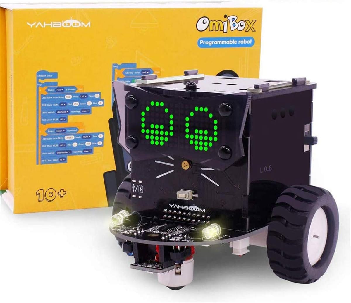 HARTI Electronics Robot Kit for Kids, Build STEM Education DIY Car Based on Arduino Standard Version Omibox Scratch 3.0 Learnning Coding Car