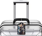 2 Pack Luggage Tags for suitcases Guitar Funny cute cat Luggage Tag, Leather Stainless Steel Loop Label Tag for Men Women Travel Bag Suitcase(Guitar cat)