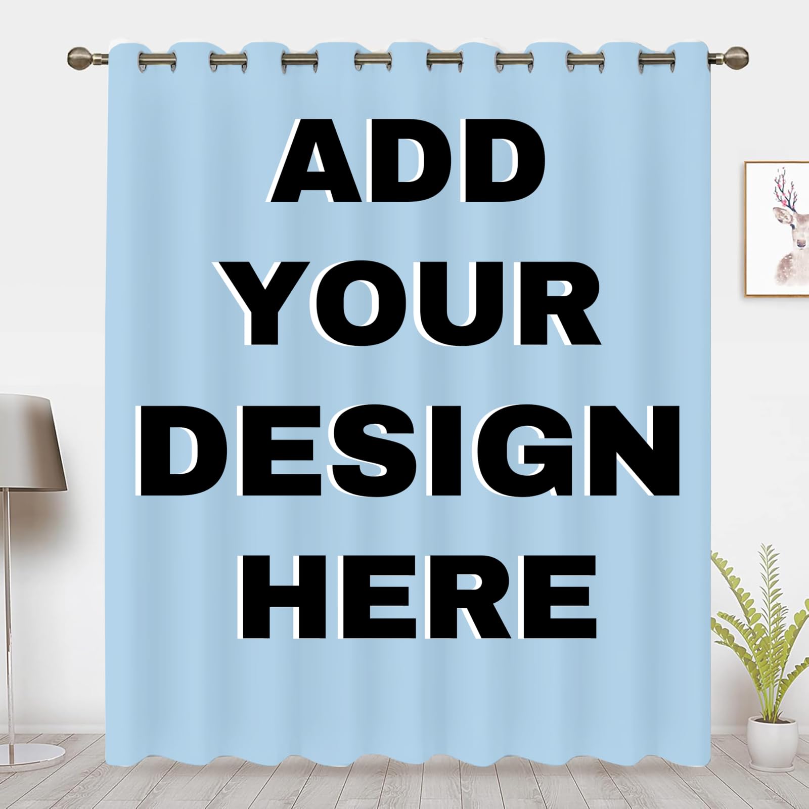 Custom Blackout Curtains, Personalized Window Drapes, Add Your Picture Text, Customized Room Darkening Thermal Curtains with Grommet for Living Room
