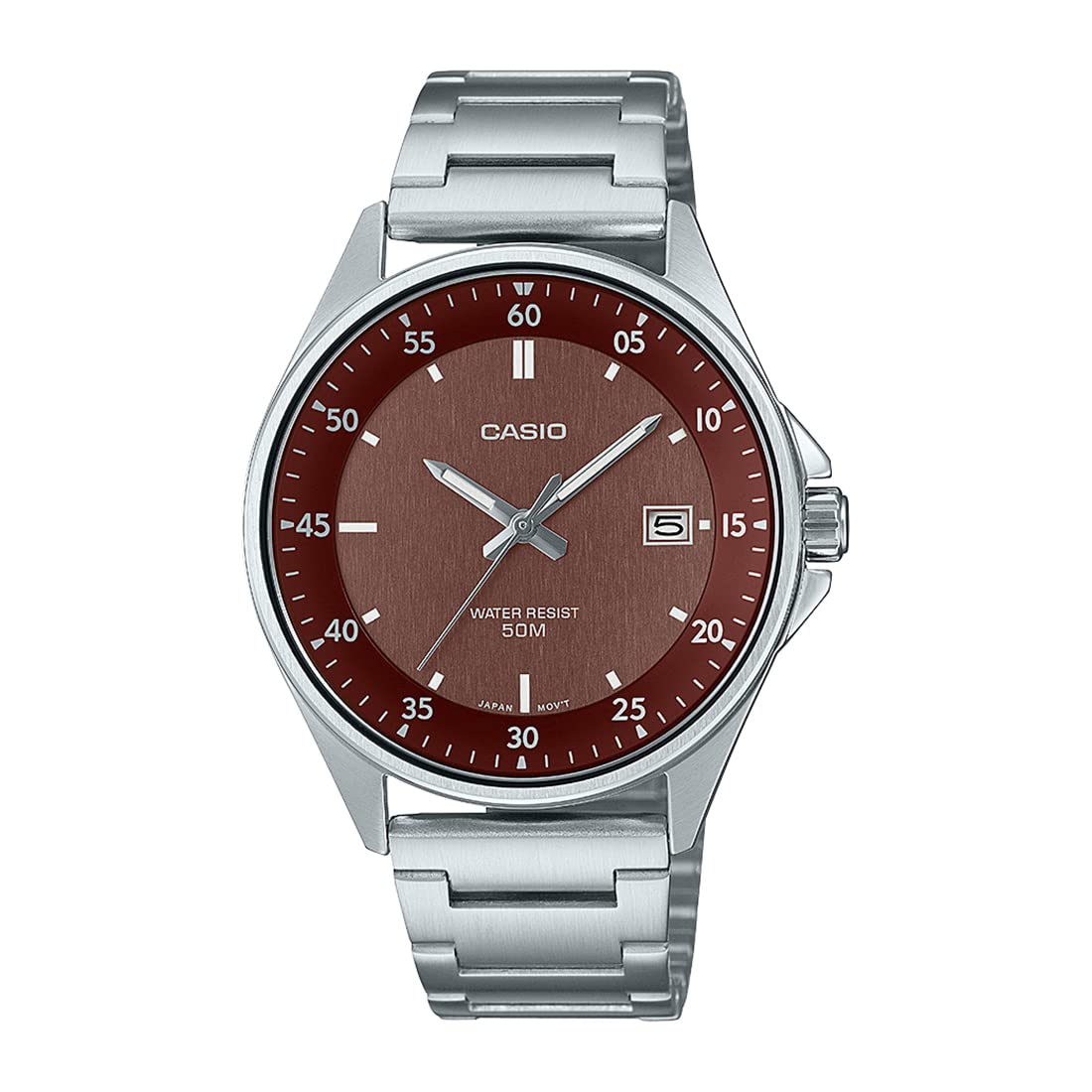 Casio Men Stainless Steel Enticer Analog Brown Dial Watch-Mtp-E705D-5Evdf, Band Color-Silver (B0BQWVK53R) Amazon Price History, Amazon Price Tracker