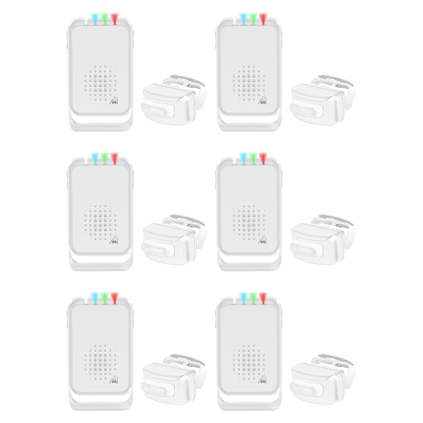 NineLeaf Bewegungsmelder Mit Alarm, Bewegungsmelder Klingel, Tür Alarm,4 LED-Leuchten, IP64, 918 ft Übertragungsreichweite für Zuhause, Unternehmen, Lager, Büro,6PK