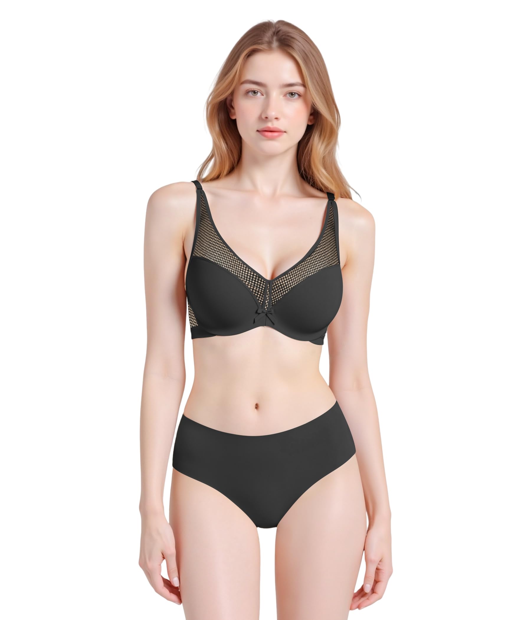 Sujetador Push-up con Aros para Mujer Power Flower Cobertura Total Malla Soporte