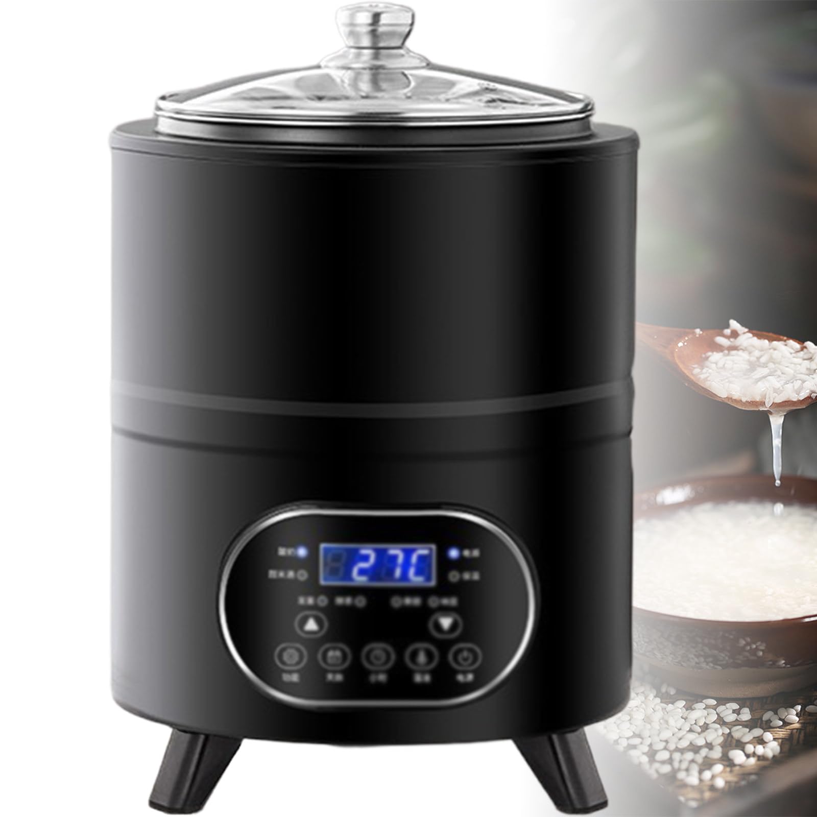 Sjyclaviger Automatic Lcd Digital Yoghurt Maker Machine, Home Electric Fermentation Machines,360° Constant Temperature Fermentation, for Yogurt, Natto Fruit Vinegar Rice Black-8L