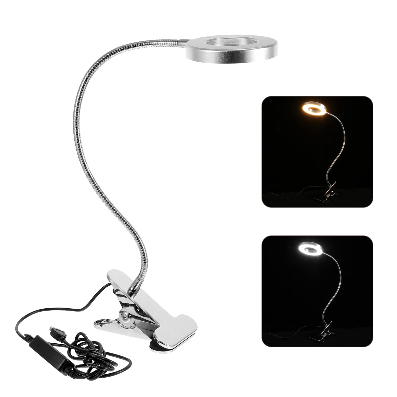Ser de 2 Clip de luz Clip de luz Clip de luz de lectura LED Luz de lectura Luces de lectura/3141 | 3 piezas plateadas, 50 x 9 x 2 cm x 3 piezas