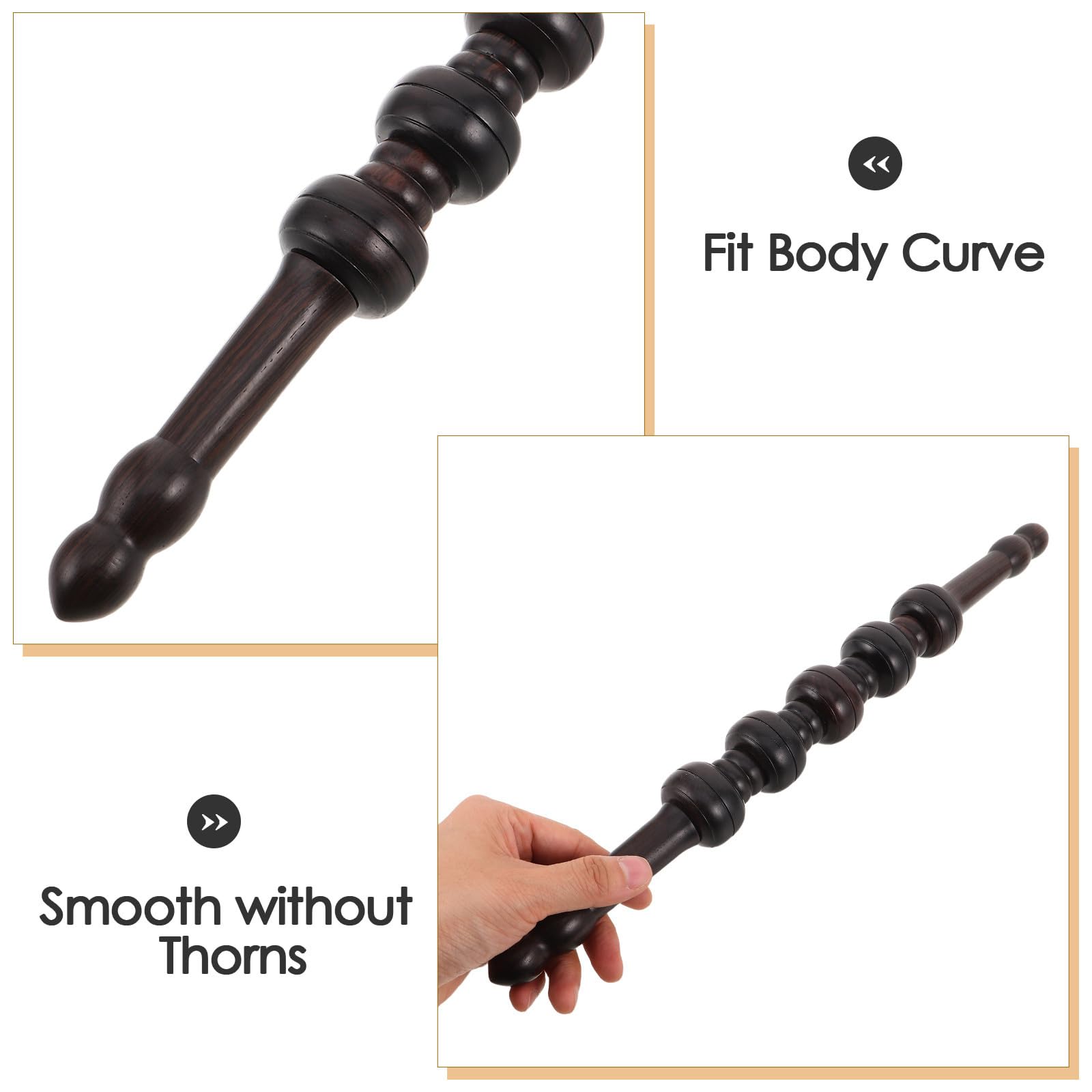KICHOUSE Rodillo de masaje - Herramienta de masaje con palo de madera para la recuperación muscular de todo el cuerpo - Masajeador Gua Sha para yoga y terapia deportiva para espalda, piernas y brazos