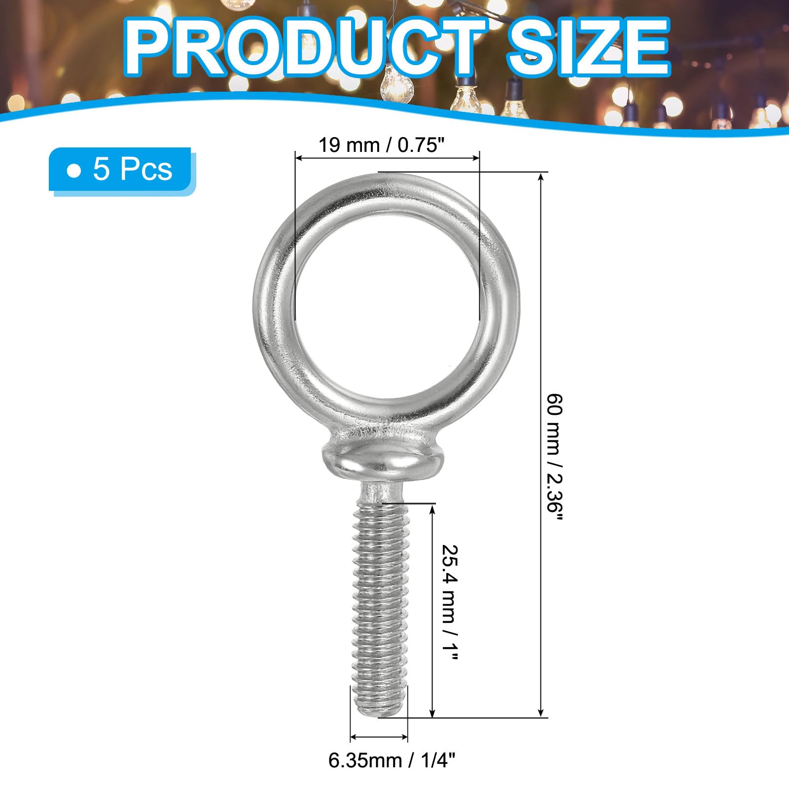 PATIKIL Lifting Eye Bolts UNC1/4"-20 - Image 2