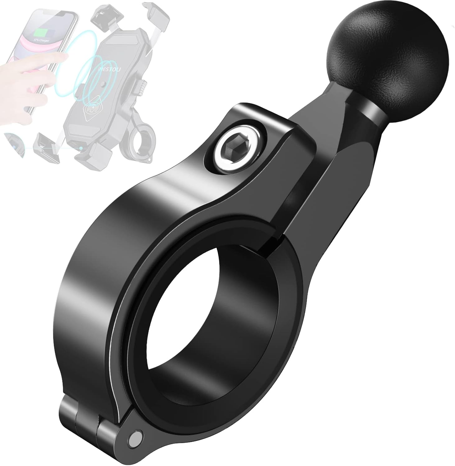 iMESTOU 17mm Aluminum Motorcycle Phone Holder Handlebar Grip Ball 0.67 Inch/17mm Fit for 22-32mm Handlebars