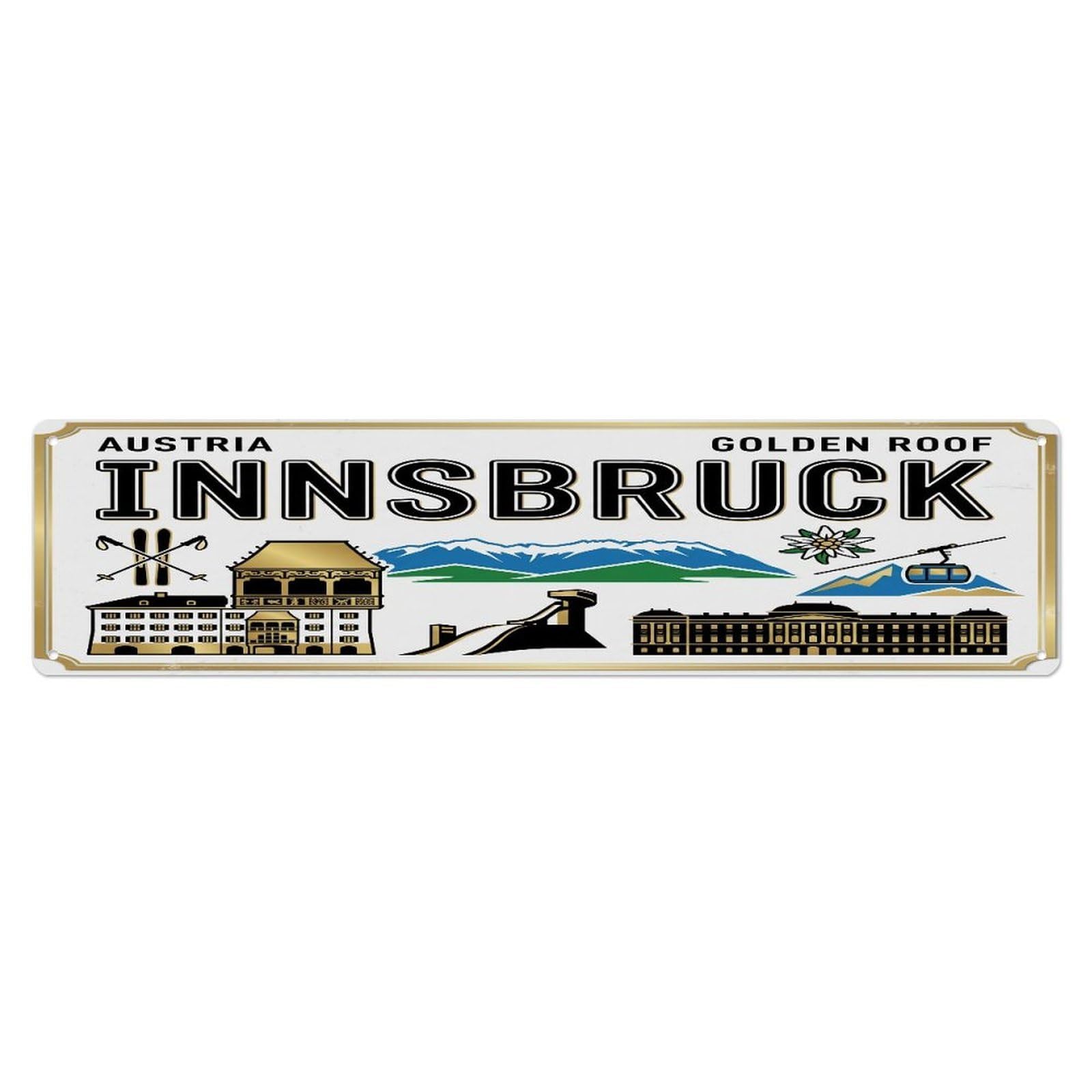 Tgrcjimh Style Metal Tin Sign Vintage Travel Innsbruck Austria Mountains Ski