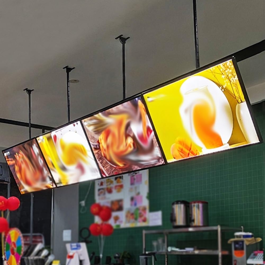 HJLKDYM Ultra Slim Snap Frame LED Light Box, Illuminated Poster Display, Telescopic Rod LED Backlit Menu Board Screen, for Restaurant Shops Wall Billboard(60x240cm)