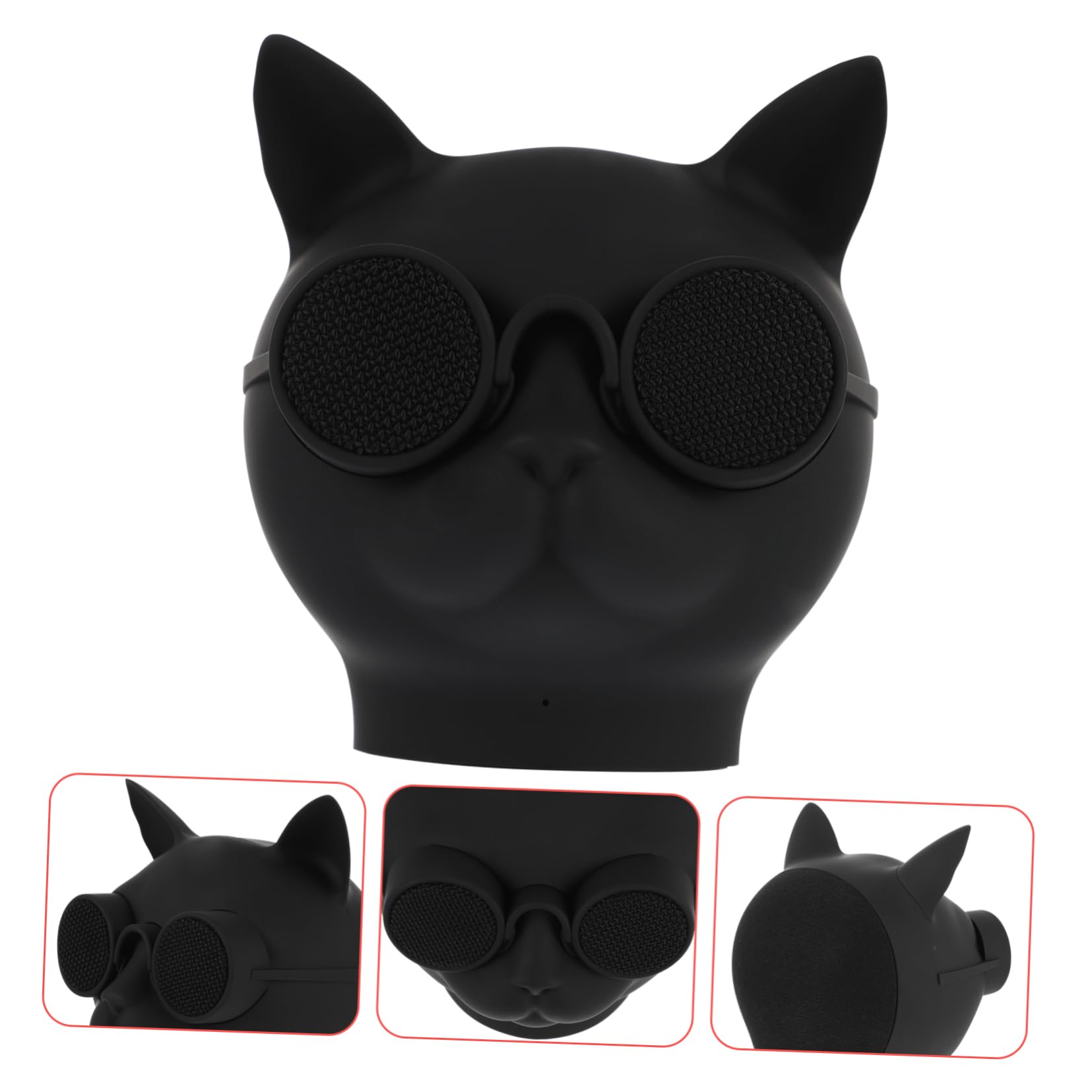 Uonlytech Mini-Enceinte sans Fil de Tête de Chat, Enceinte en Plastique Noir Batterie 1500mah, Transmission Stable et Performance Puissante pour Usage Portable