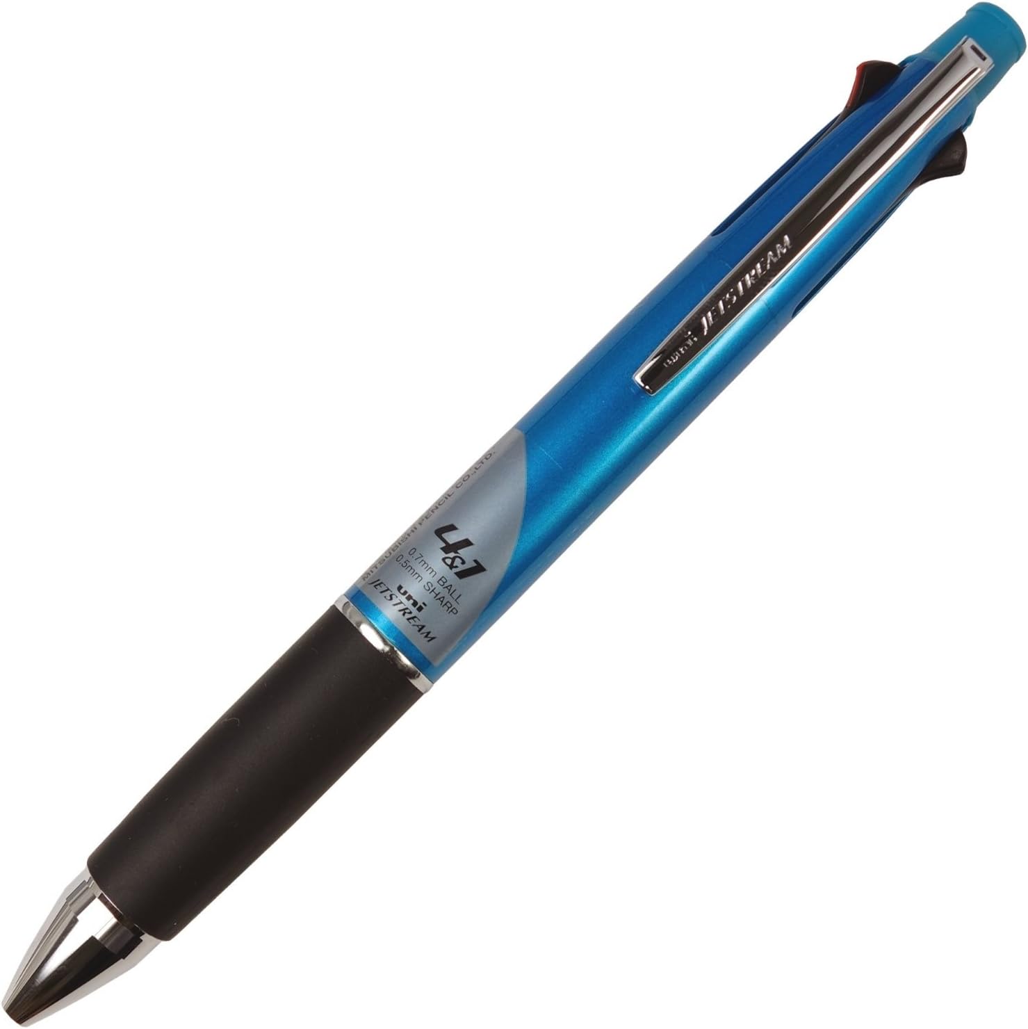 uni JETSTREAM 4&1 Red, Green, Blue, and Black 0.7mm Ballpoint Multi Pen and 0.5mm Mechanical Pencil (Light Blue)