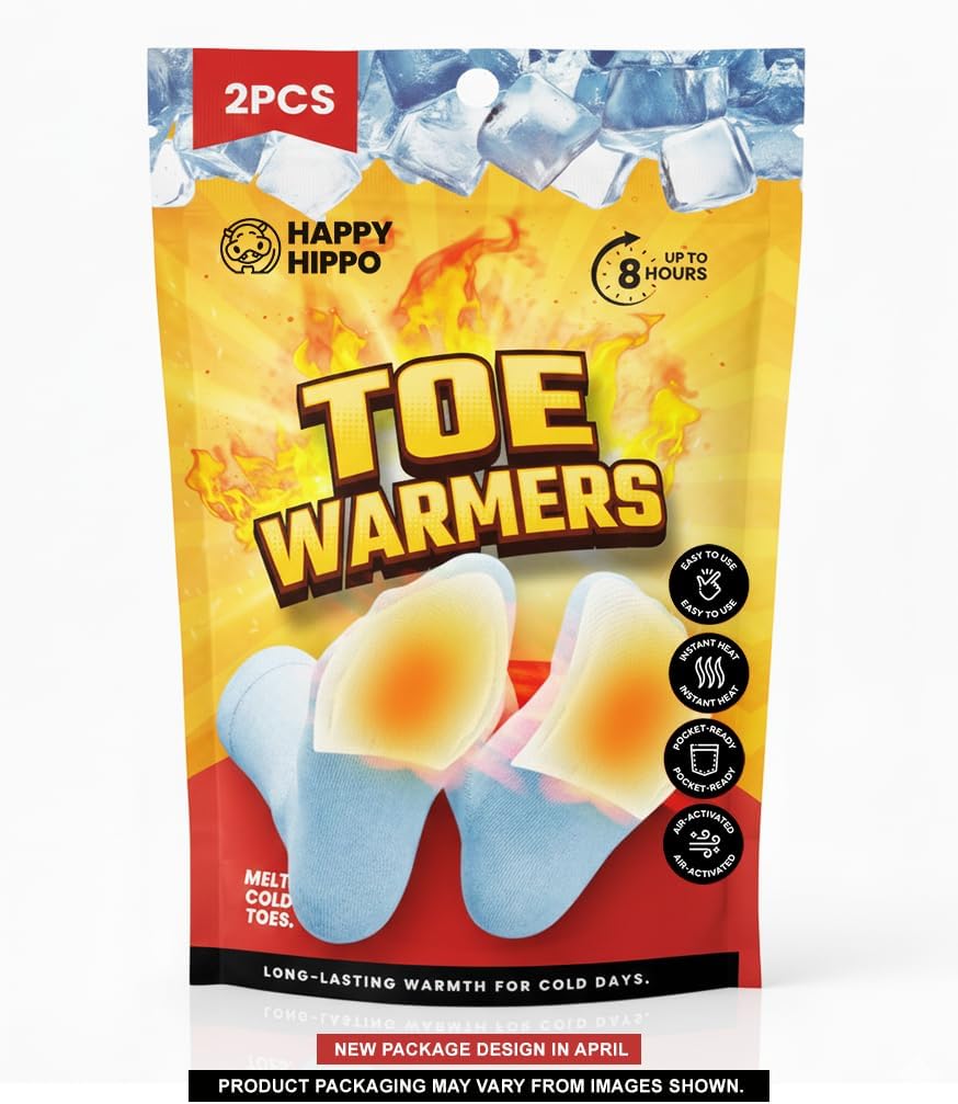 Toe Warmers, Lasts 8hrs, Heats Fast, 2-3 Min Activation, Heated Warmers for Toes, Unisex; for Camping, Hiking, Skating, Skiing, Hunting, Fishing, Blizzards, Cold Winter or Summer Nights
