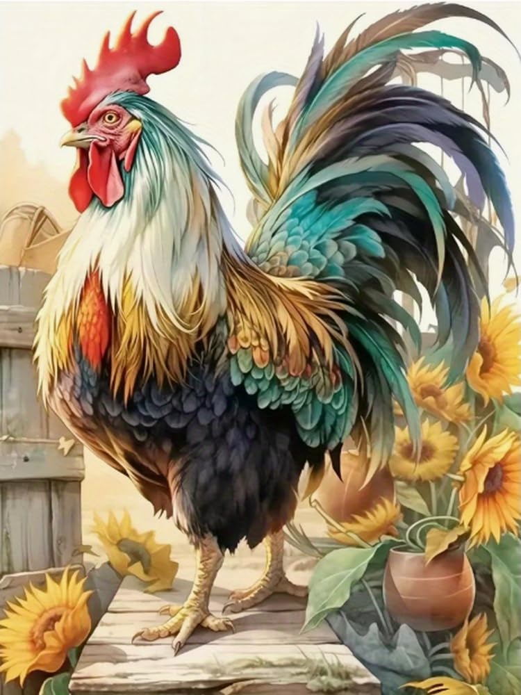 Brennora Embroidery Cross-Stitch Kits for Adults Beginners Pre Printed Cross Stitch Kit 11CT Needlework Arts and Crafts for Home Decor Rooster 16x20 inch