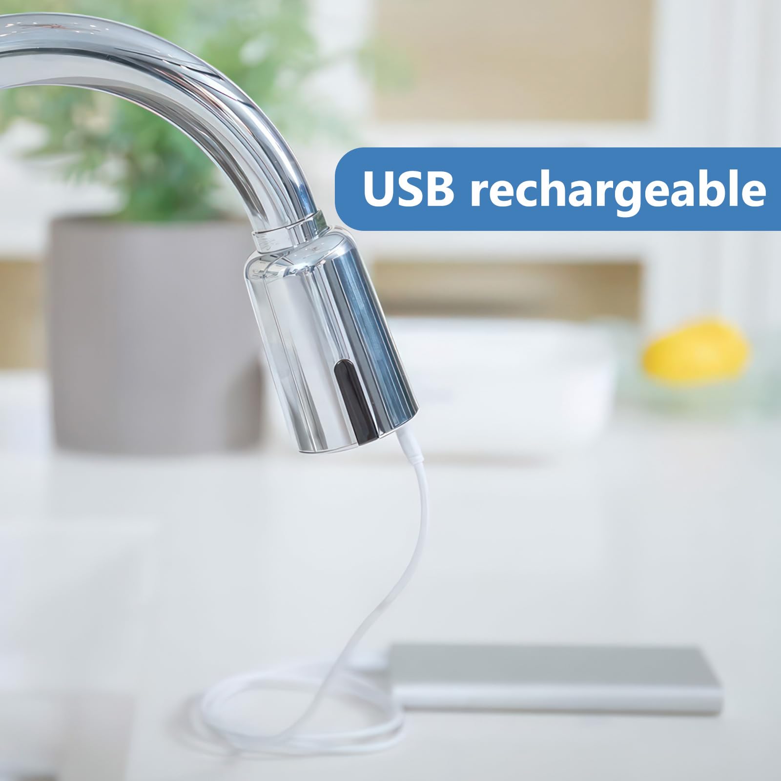 Robinet intelligent, capteur infrarouge rechargeable par USB, adaptateur de robinet à économie d'eau sans contact pour filetage externe M22 et filetage interne M24