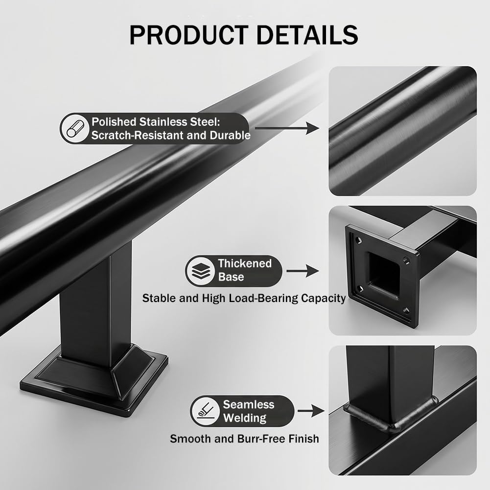 Heavy Duty Edelstahl Fußstütze Bar Schiene, Wandmontierte Unterstützung für Hausbar und Kücheninsel, inklusive Hardware-Kit, 200 cm / 6.6 ft