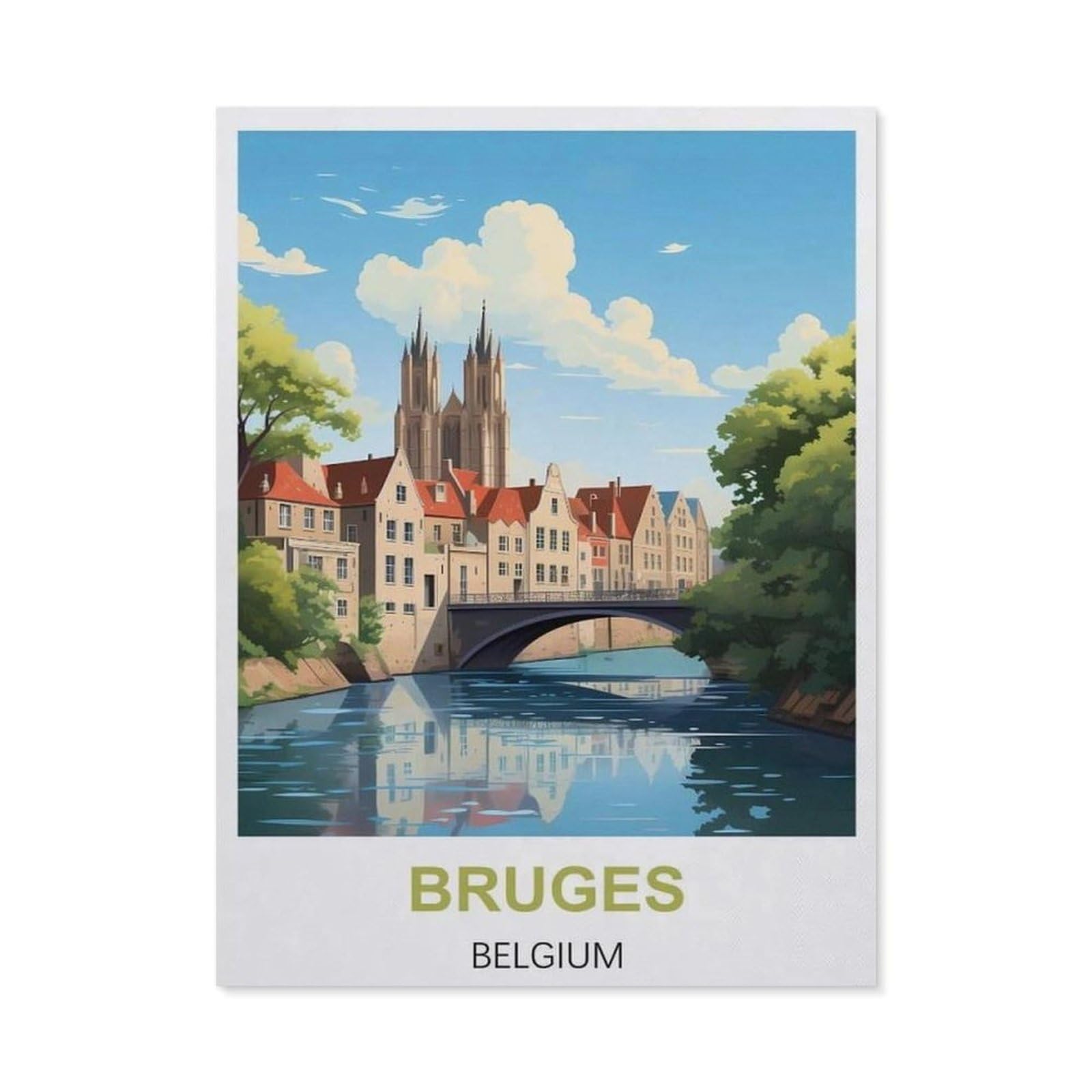 BEAYODKP Diamond Painting Kits for Adults and Kids，Bruges Belgium Vintage Travel Poster，Full Drill Round Rhinestone Paint with Diamonds（50 x 60 cm/19.68 x 23.62 inches）-CA52