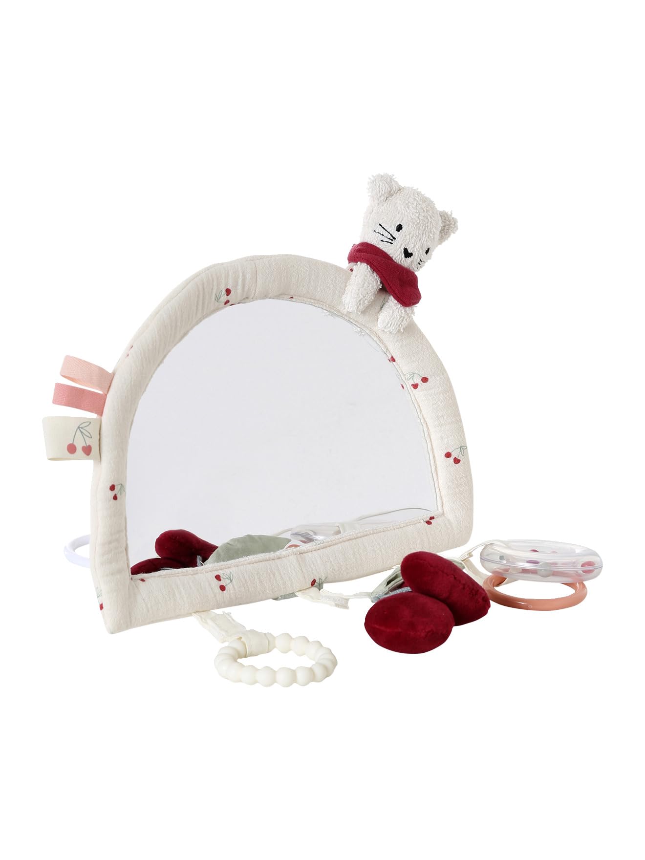 Vertbaudet Baby Activity-Spielzeug mit Spiegel zum Aufhängen oder Aufstellen Cherry rot