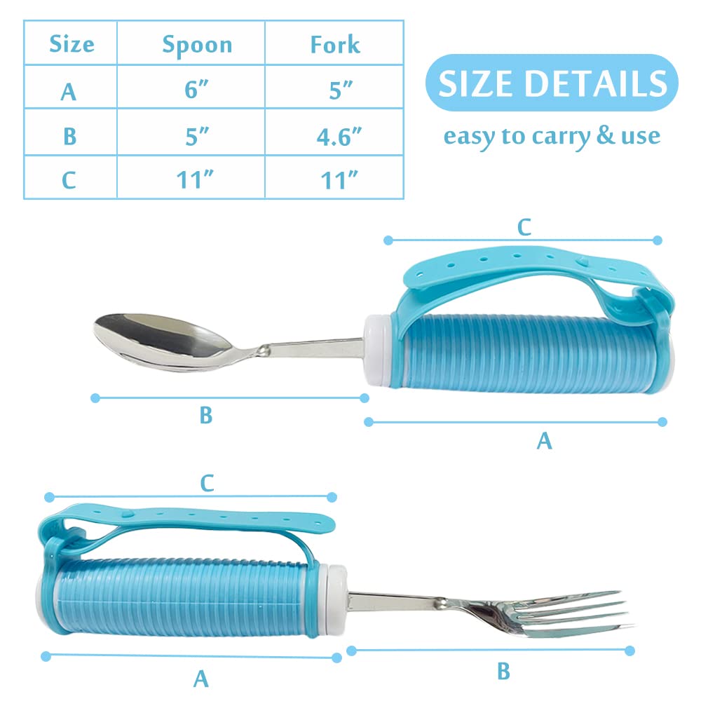 Forzaddik Adaptive Utensils Spoons Forks Set,Open Handle Design Provides Several Positions For Arthritis, Disabled People, Elderly (2 Sets - View #7