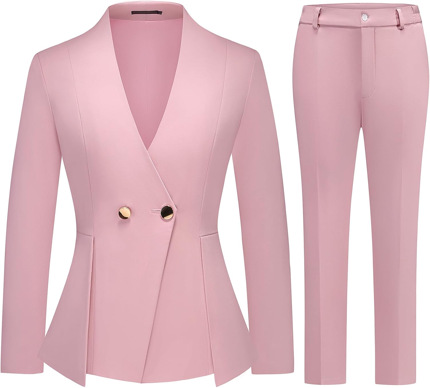 Lamgool Pants Suit for Women Dressy Casual 2 Piece Set V Neck Two Button Blazer Pants Set Business Casual Outfits