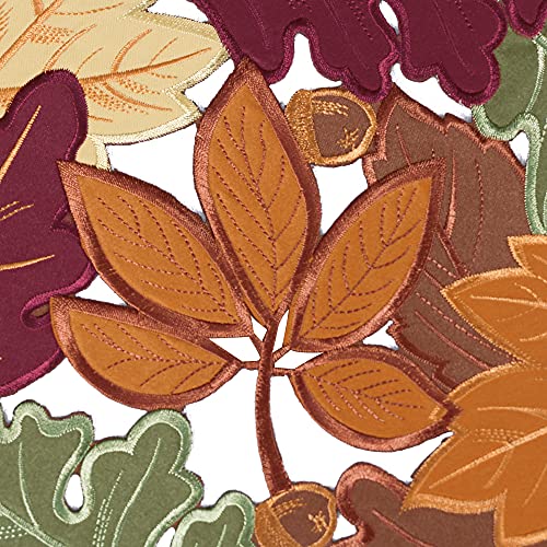 Owenie Thanksgiving Table Doilies For Fall Home Decoartion, 15 Inch Round Placemats For Dining Table, Set Of 4 Pcs Harvest Maple Leaves Embroidered Table Mats For Autumn #TOP6