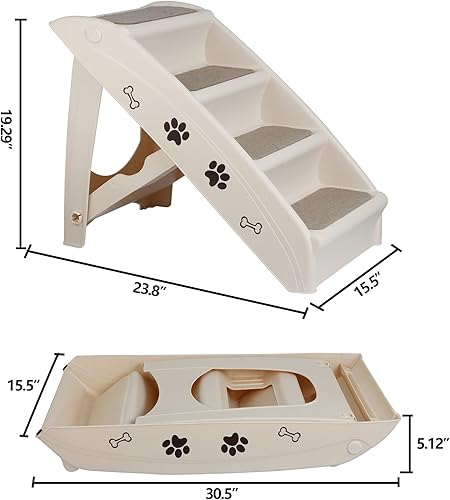 Miniatura 4 de Epetlover Escaleras para perros y escalones para camas altas, escalera plegable para mascotas para perros pequeños, rampa de plástico antideslizante