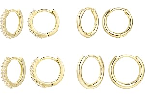 Dremmy Studios: Delicate Cubic Zirconia Huggie Hoop Earrings in 18k Gold
