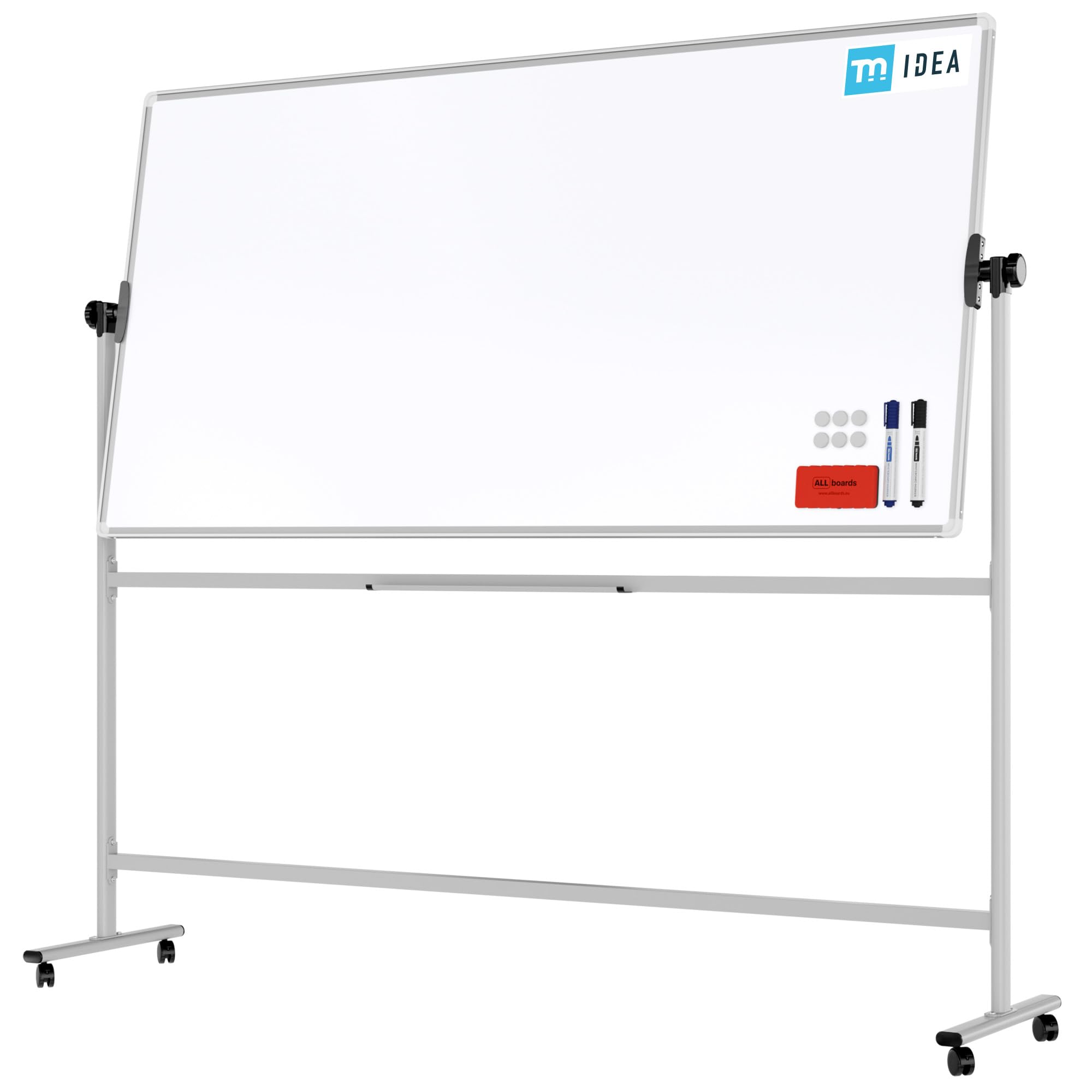 ALLboards Mobile Whiteboard: TM Idea Mobile Whiteboard – Double-Sided, Rotating, Magnetic, Dry-Wipe – 200x100 cm – Flex Series — image 1
