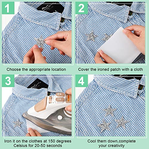 Janinka JANINKA-RHINESTONE-45 24 Pieces Star Patches Rhinestone Patches Heart Shape Diamond Appliques Adhesive Applique Glitter Repair Patch For Diy Crafts Clothes Bag Pants Wedding Decoration thumb #4