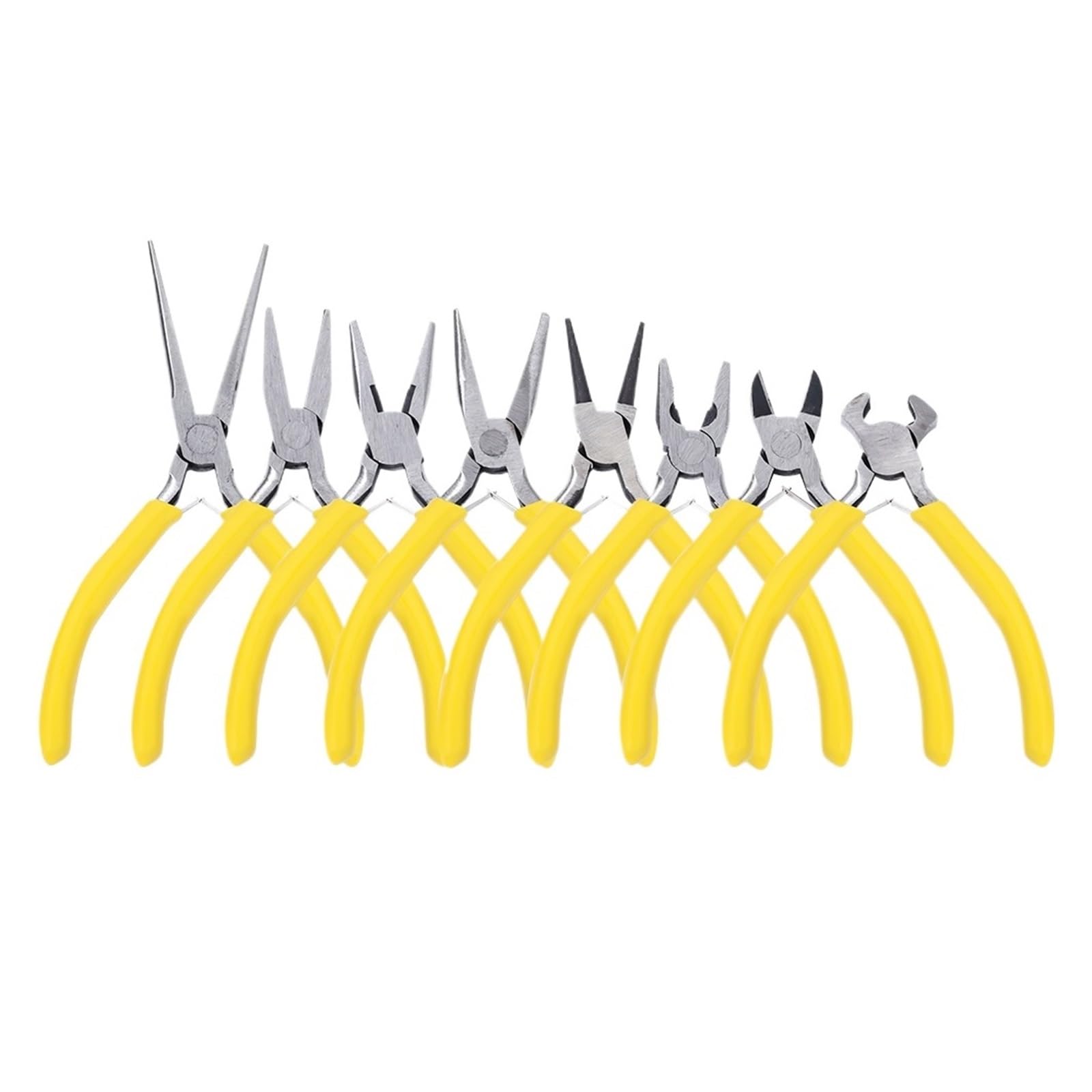 PezziPinze per Creazione Gioielli Set di 8 pinze for gioielli con impugnatura antiscivolo, kit for filo da taglio piegato rotondo for accessori for utensili for la creazione fai te(Yellow set)