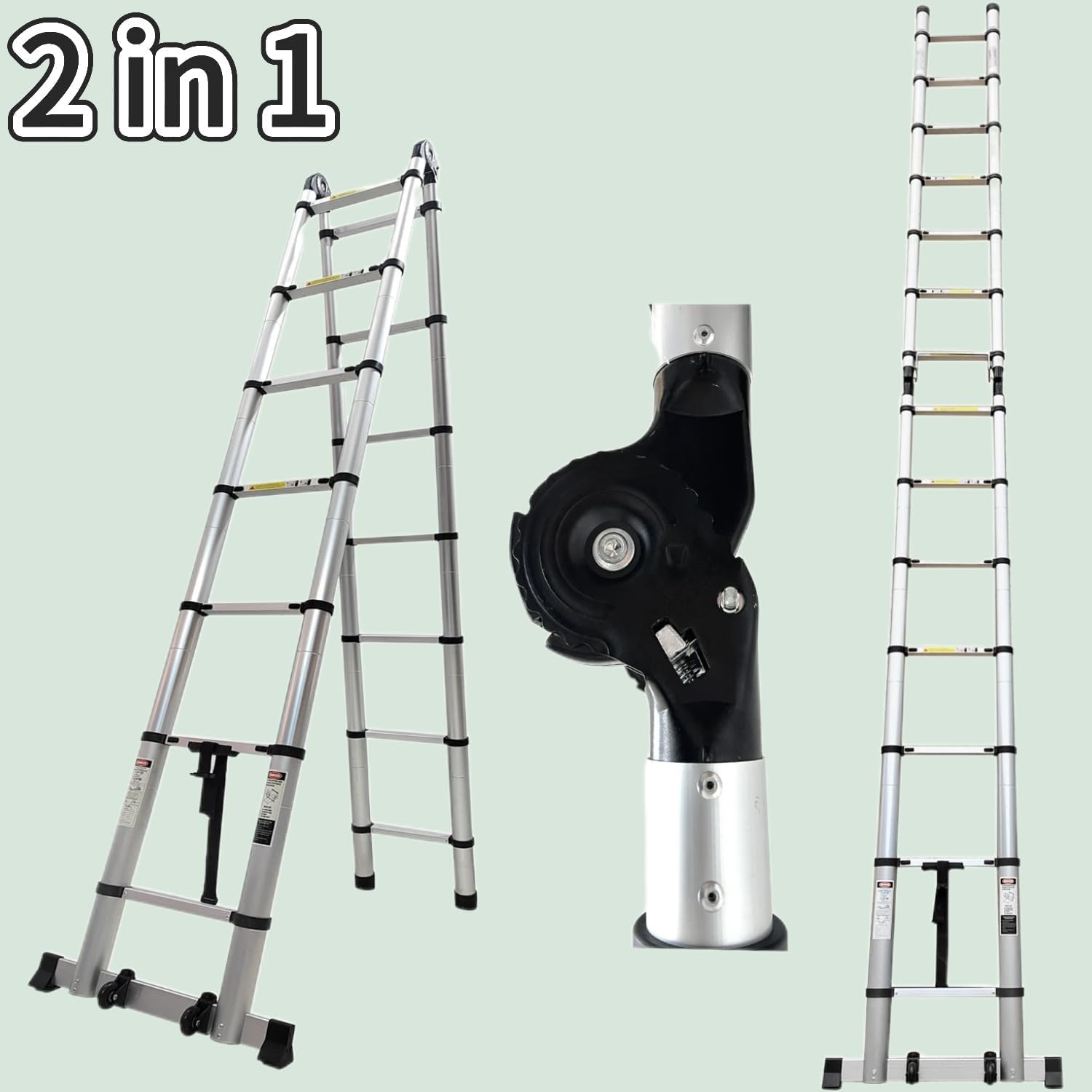 Hooha Teleskopleiter4.2m/5.8m/6.6m Step Ladder für Wohnmobil Wohnmobil-Leiter für Reisen Aluminium Ausziehleiter Strapazierfähig rutschfeste mit Räder für Dachboden Max Belastung Tragkraft 150 kg