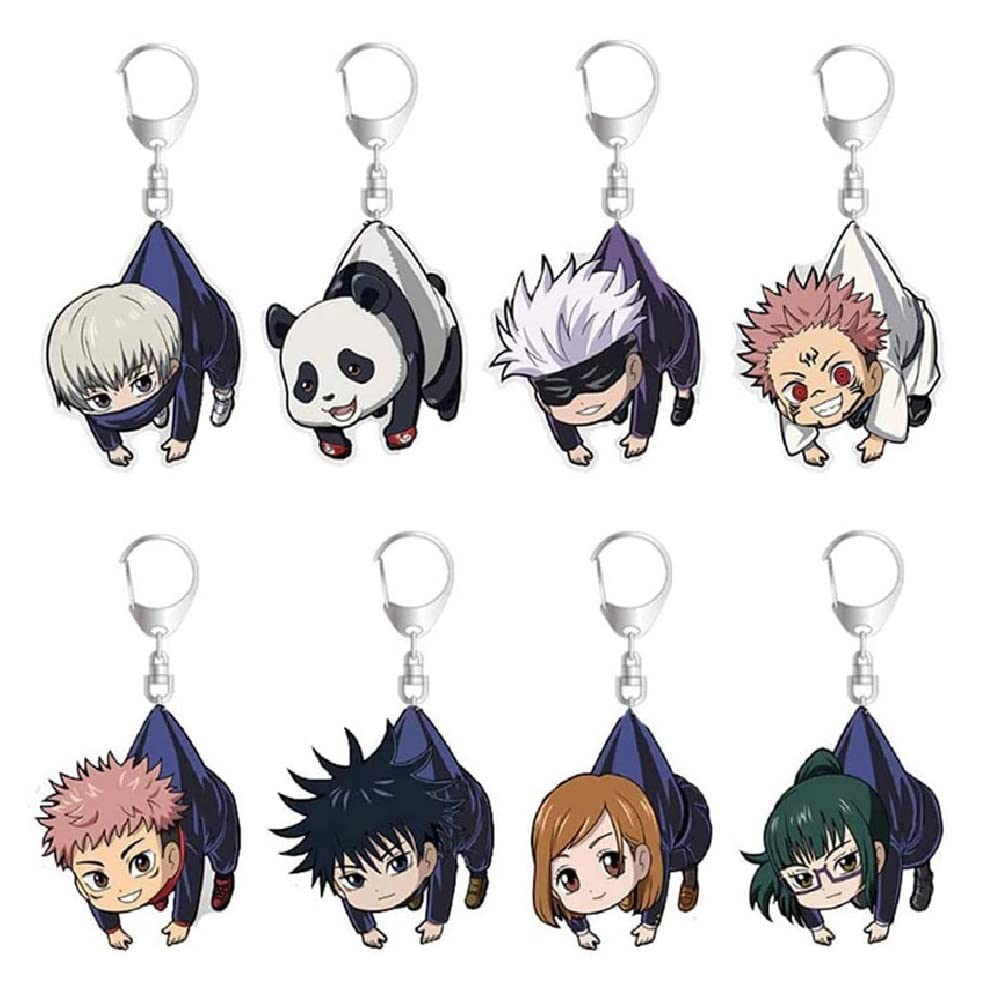 NIMIVVFR Satoru Keychains Itadori Yuji Satoru Pendant Anime Character Kugisaki Nobara Acrylic Pendant Keyrings 8pcs