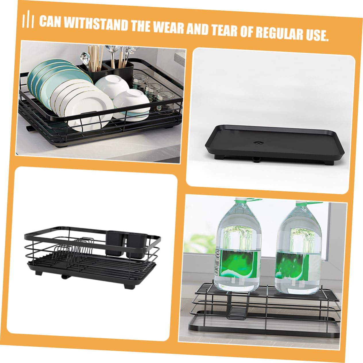 Amosfun Escurridor Negro Platos de Acero Carbono al Cocina