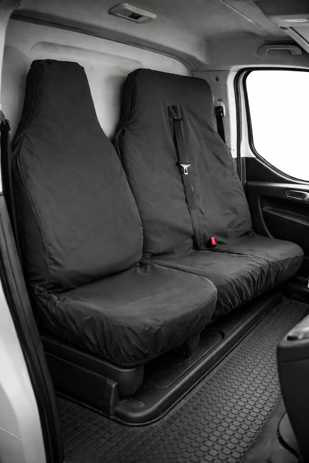 XTRA - Fundas de asiento impermeables resistentes para furgoneta, individual + doble, 6 colores a elegir, color negro