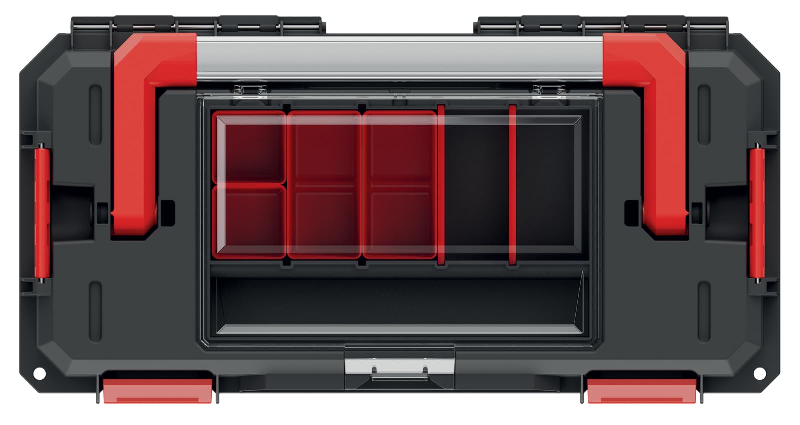 Boîte à outils avec porte-outils - Avec compartiments - Poignée ergonomique - Fermetures de serrage - Plastique - 55 x 25 x 26,4 cm