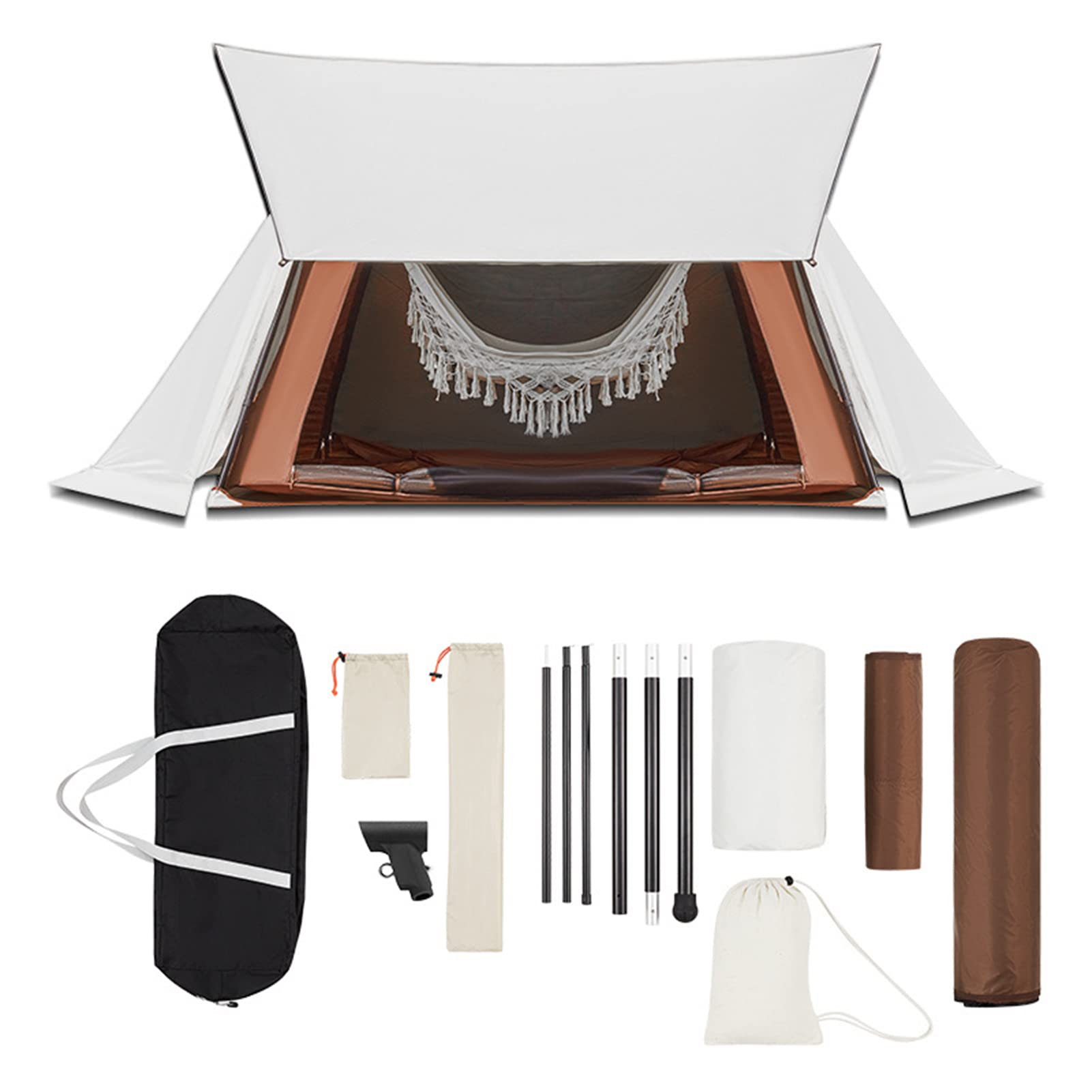 Tente de Camping，Tente de Toit，Tentes de Camping avec hamac pour 3 à 4 Personnes, Tente familiale Double Couche avec Double Toit et Sac de Transport pour campin