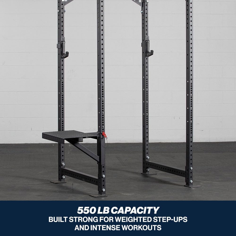 Titan Fitness T-3 Series Rack Mounted Step-Up Platform, 22" x 15" Diamond Plate Steel Step, Adjustable Power Rack Attachment for Step-Ups, Plyometrics & Strength Training, 550 LB Capacity