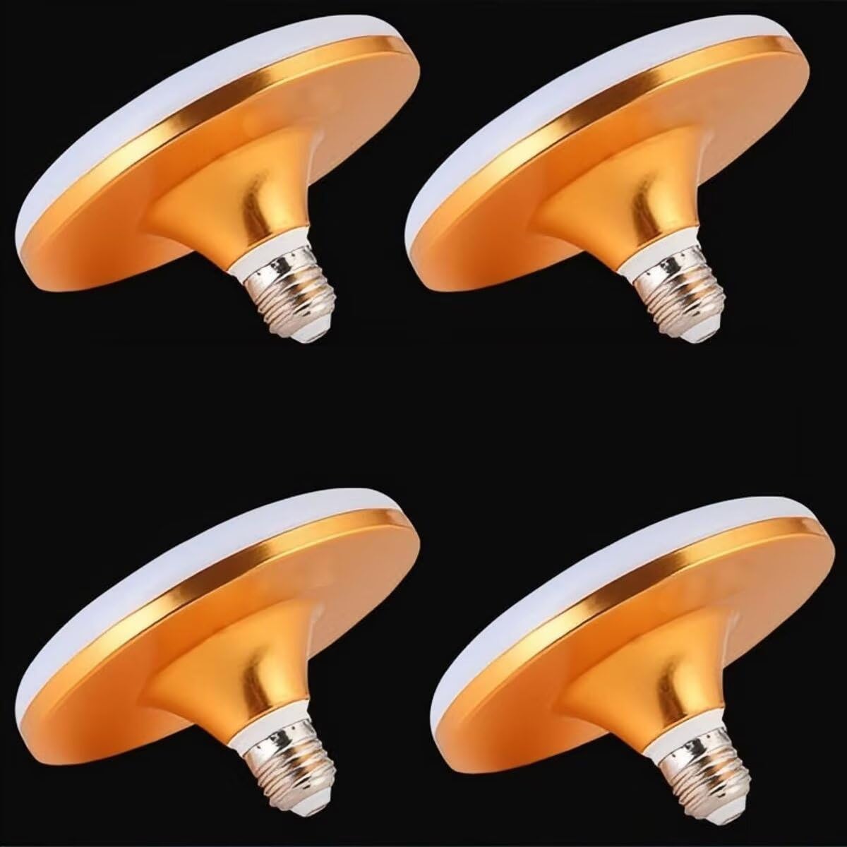 AstrizLamp E27 Screw Bulb 20W 6500K, Gold Basics Bulb E27 Energy Saving Lighting UFO Design, Portable LED Daylight Hardwired Lamp Fixture for Home Outdoor Garage Warehouse Garden Positive White 4Pcs — image 1