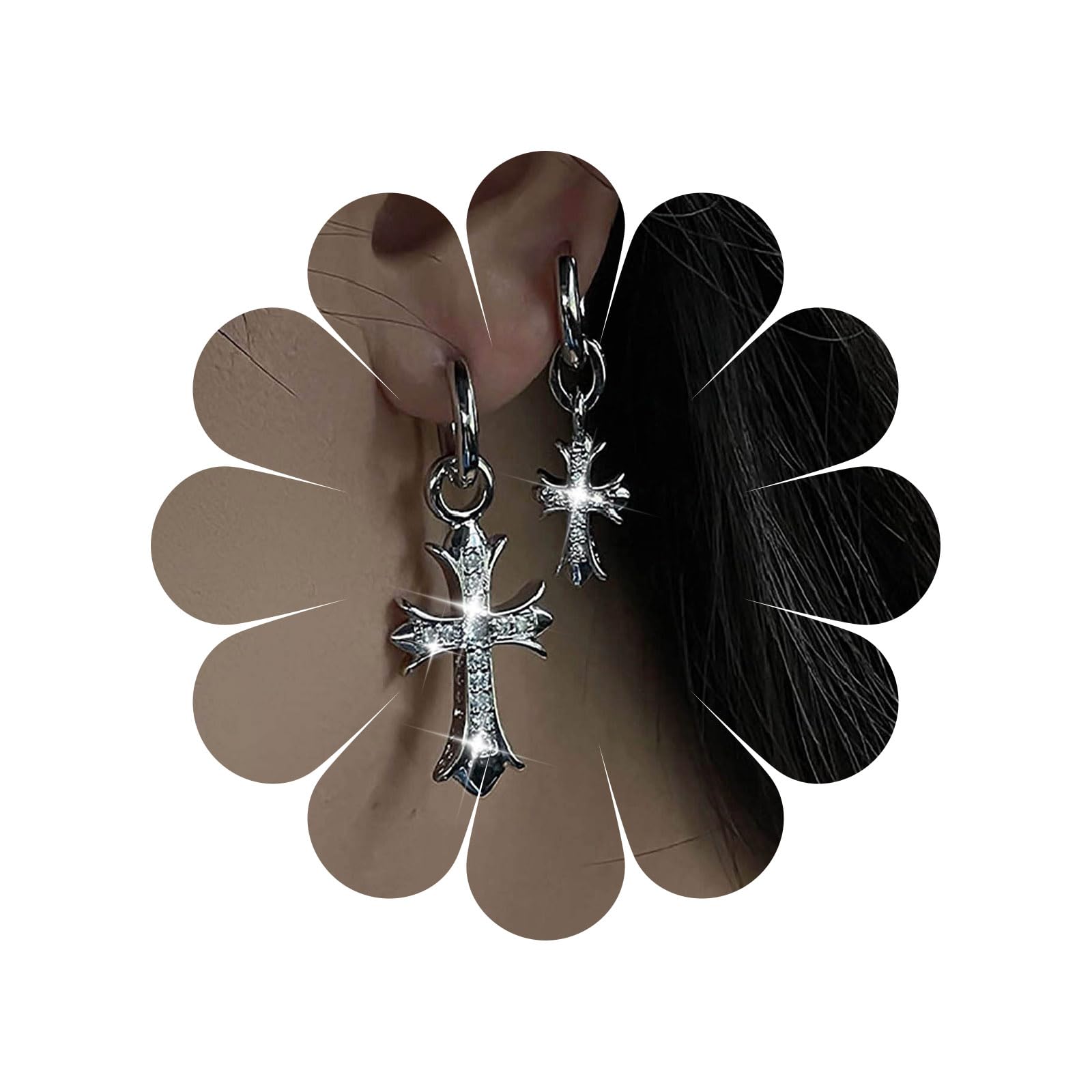 Orecchini Pendenti A Croce Con Cristallo E Cubic Zirconia - Oro, Boho, A Goccia - Per Donne E Ragazze - 3