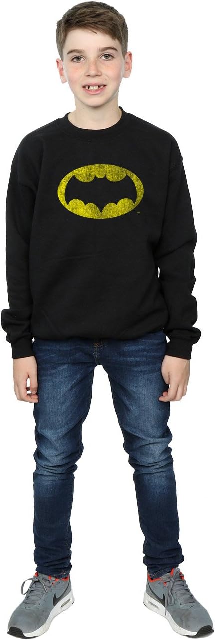 DC Comics Boys Batman TV Series Distressed Logo Sweatshirt Black 5-6 Years