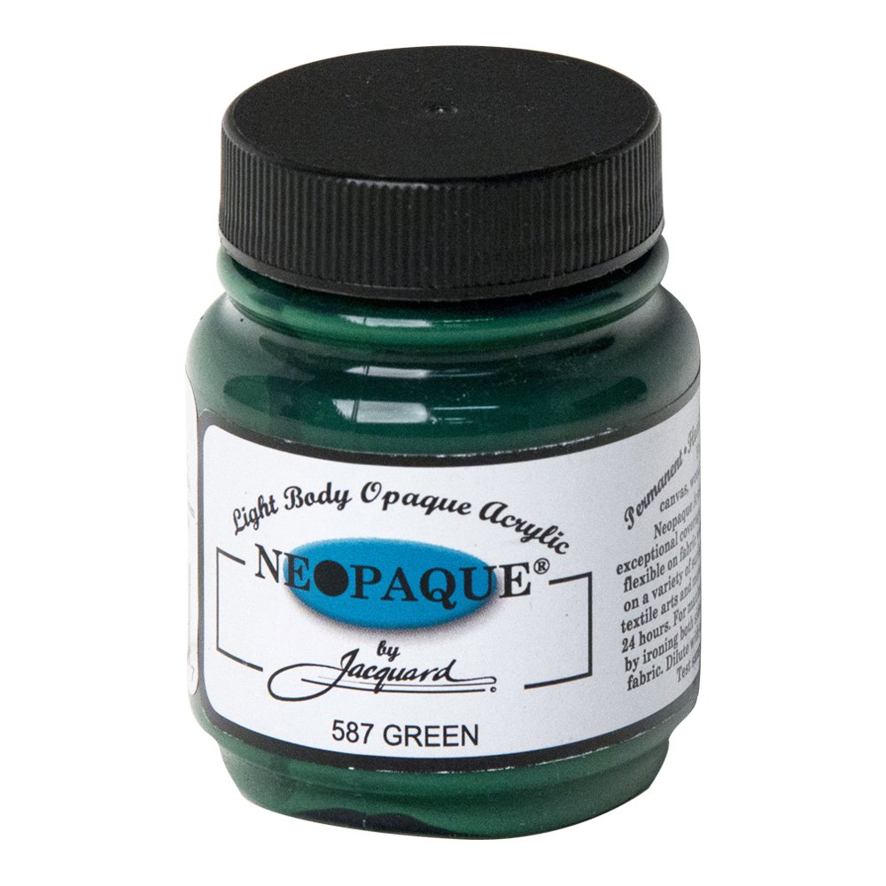 Jacquard Green Neopaque Acrylic Paint For Fabric, Leather, Wood And Canvas, Water-Based Opaque Artist Craft Colour, Non-Toxic Formula 2.25 Oz Bottle