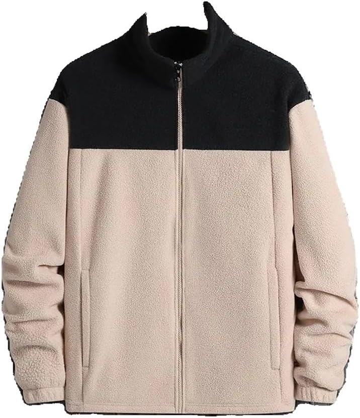 Xingfenly Men Jacket Outdoor Casual Cold-Proof Thickened Polar Coat Warm Stand Collar Zip Up Women Overcoat