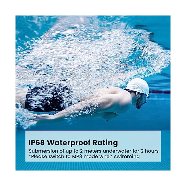 Run Plus Bone Conduction Headphones, IP68 Waterproof Swimming Headphones, Open Ear Bluetooth Headphones with Mic and 32GB MP3, Wireless Sports Headphone for Running, Swimming, Cycling, Black - Image 3