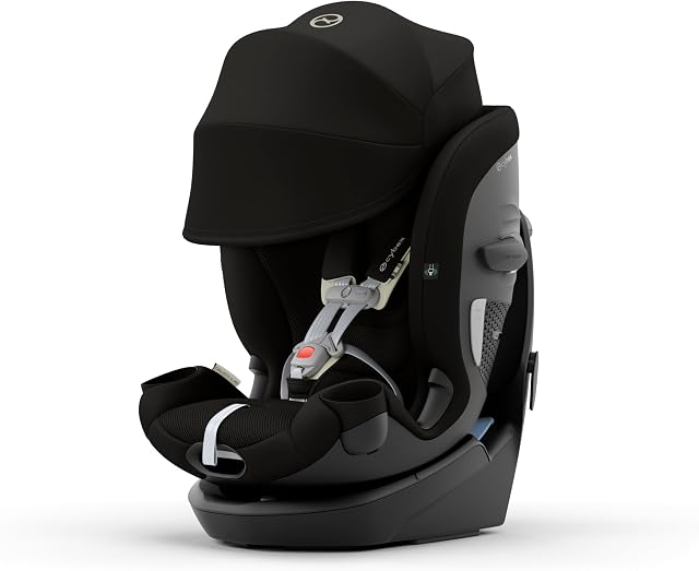 Cybex Callisto G 360 Siège auto convertible tout-en-un, SafeLock 1-Time Installation de la ceinture de sécurité pour une configuration rapide et sécurisée, protection contre les chocs latéraux, SensorSafe – Lune Noire